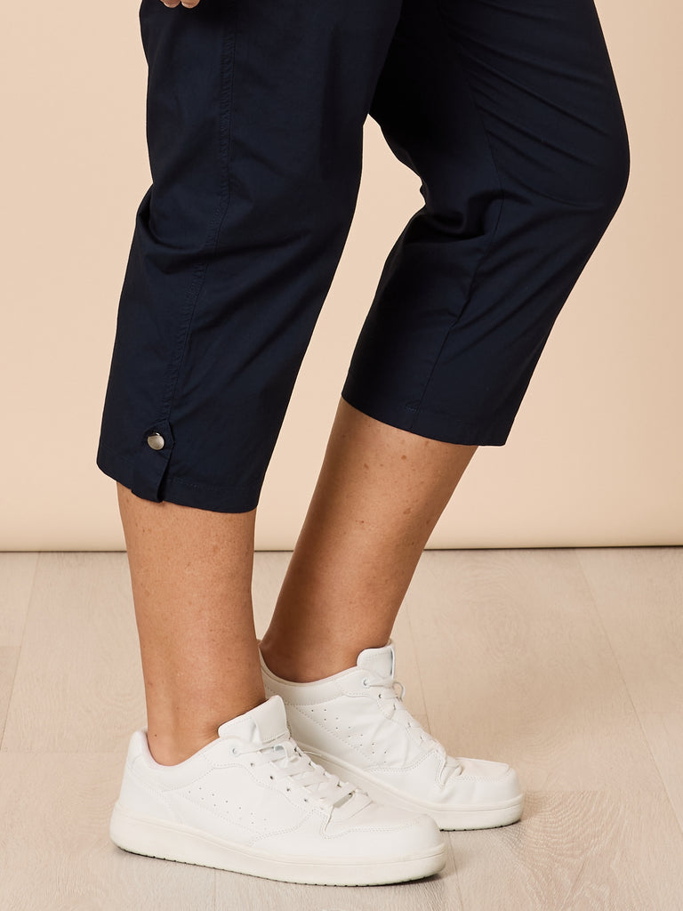 Santorini Cropped Cotton Pant - Navy RC&CO