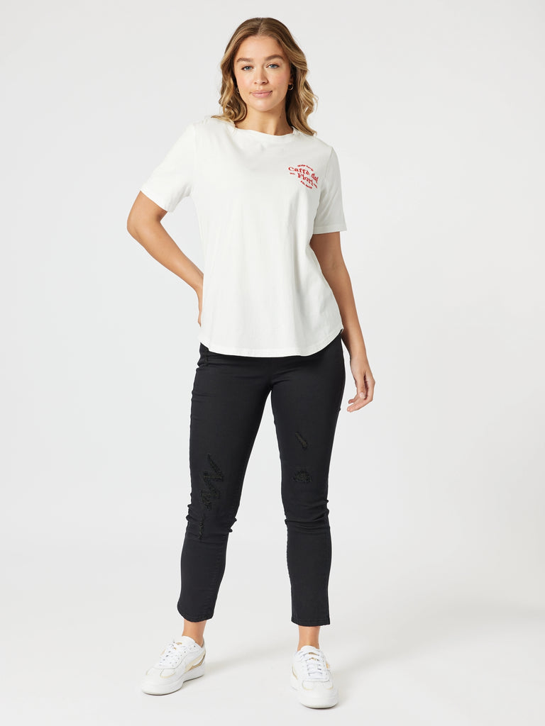 LA Distressed Pull On Stretch Denim Jean - Black RC&CO