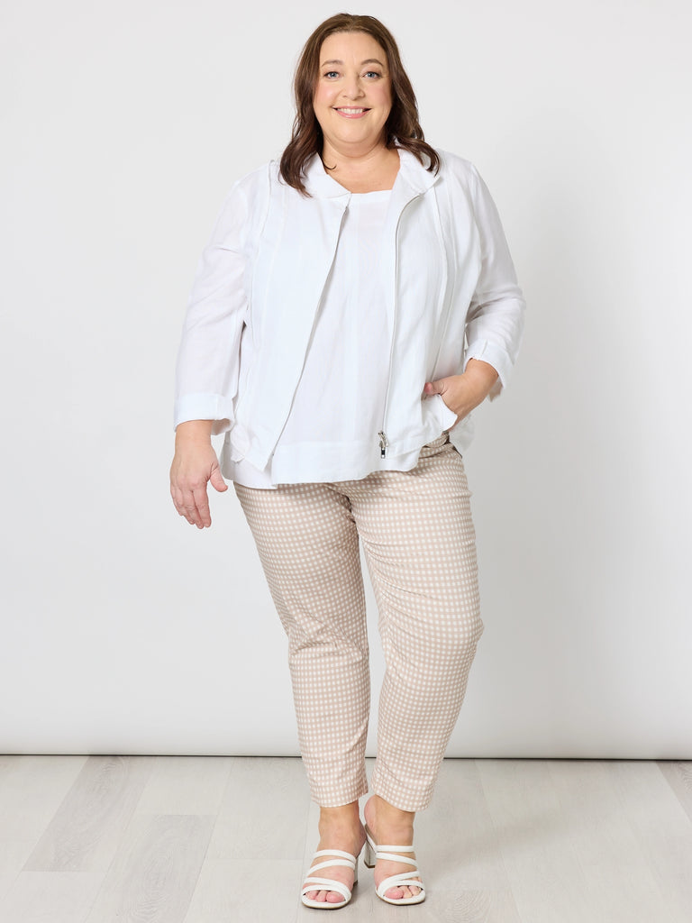 Alexis Gingham Print Pant - Natural rc&co