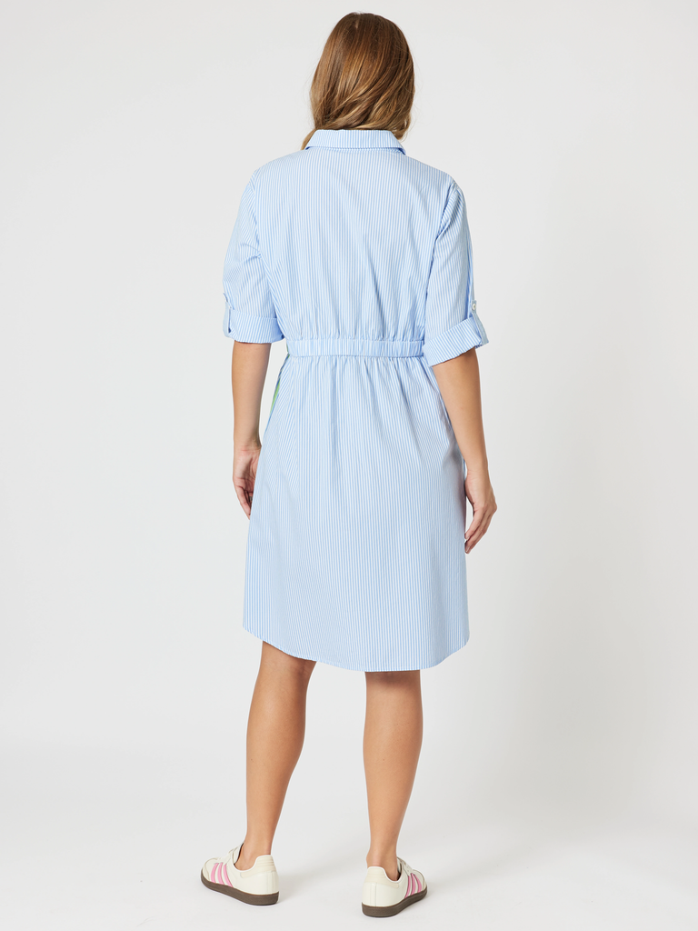Skyler Stripe Shirt Dress - Blue/White rc&co