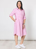 Skyler Stripe Shirt Dress - Pink White