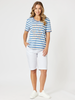 Love & Kisses Stripe Print Tee - Blue/Natural rc&co