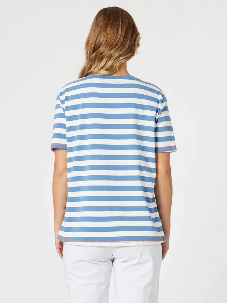 Love & Kisses Stripe Print Tee - Blue/Natural rc&co