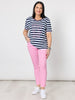 Love & Kisses Stripe Print Tee - Navy Pink