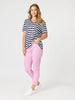 Love & Kisses Stripe Print Tee - Navy Pink rc&co