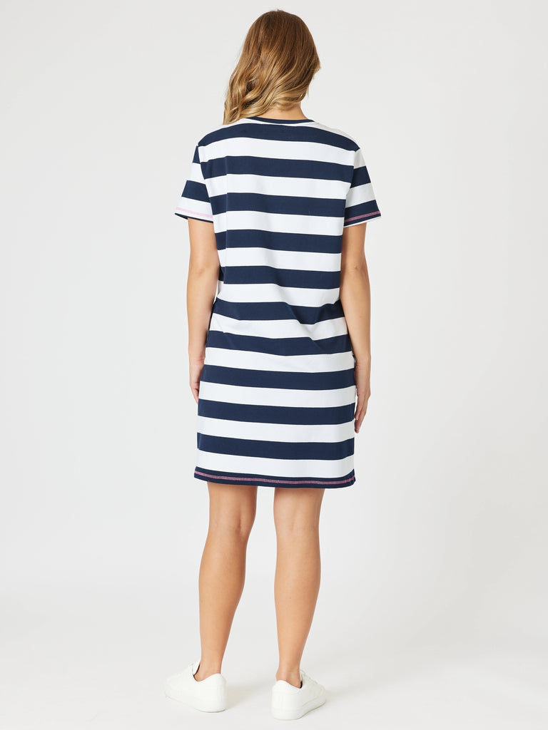 Love & Kisses Stripe Dress - Navy Pink rc&co