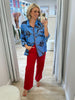 Peninsula Floral Sheer Shirt - Blue