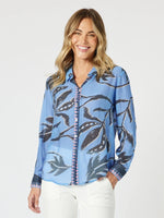 Peninsula Floral Sheer Shirt - Blue