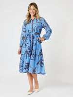 Peninsula Floral Button Dress - Blue