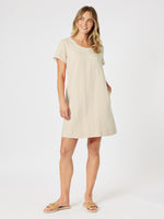 Lino Stitch Hem Detail Dress - Natural