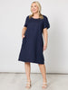 Lino Stitch Hem Detail Shift Dress - Navy