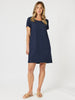 Lino Stitch Dress - Navy rc&co