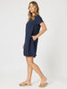 Lino Stitch Dress - Navy rc&co