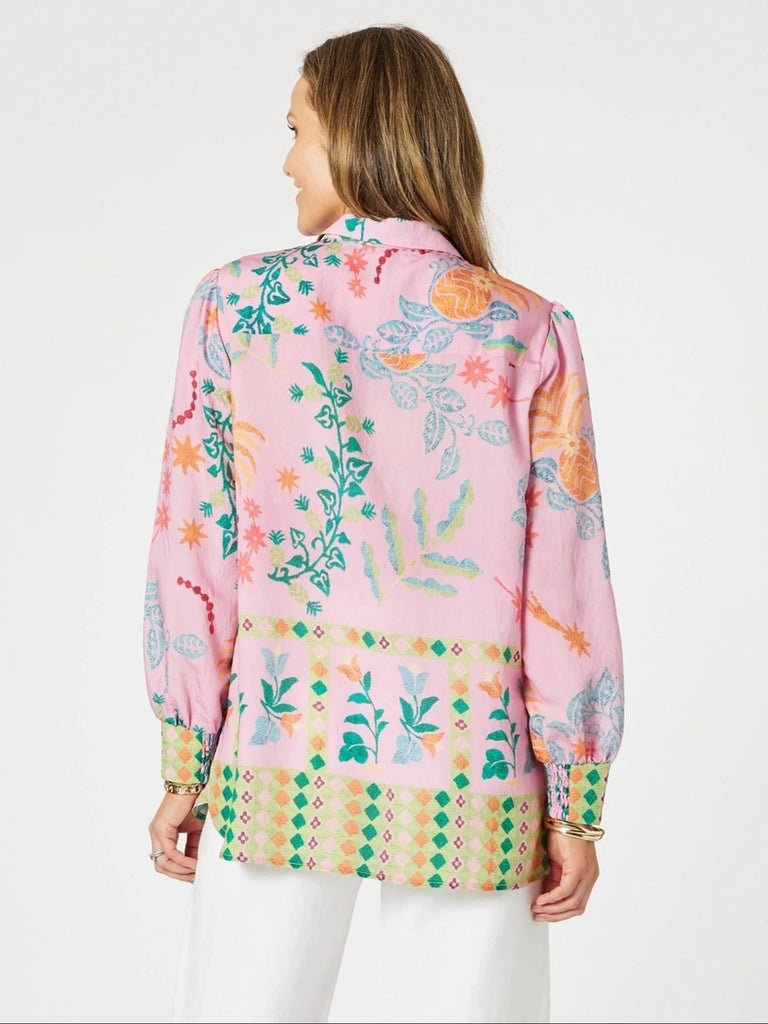 Mardi Gras Floral Print Shirt - Pink/Multi rc&co