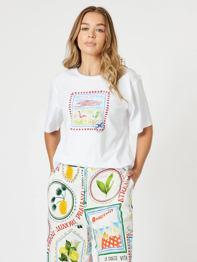 Amalfi Print Tee - White rc&co