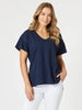 Elle V Neck Tee - Navy rc&co