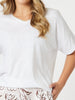 Elle V Neck Tee - White rc&co