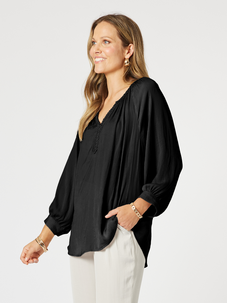 Lux Plait Top - Black