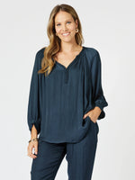 Lux Plait Top - Navy
