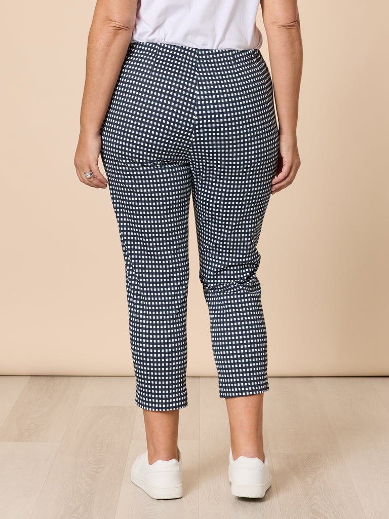 Alexis Gingham Print Pant - Navy rc&co