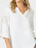 Palm Embroidery Lino Top - White/Natural rc&co