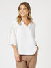 Palm Embroidery Lino Top - White/Natural rc&co