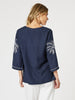 Palm Embroidery Lino Top - Navy/White rc&co
