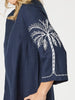 Palm Embroidery Lino Top - Navy/White rc&co