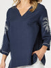 Palm Embroidery Lino Top - Navy/White rc&co