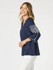 Palm Embroidery Lino Top - Navy/White rc&co