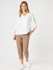 Palm Embroidery Lino Top - White/Natural rc&co