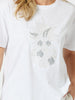 Silver Sequin Pineapple Print Tee - White/Silver rc&co