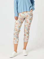 Lyla Floral Print Slim Leg Pant - Natural Floral