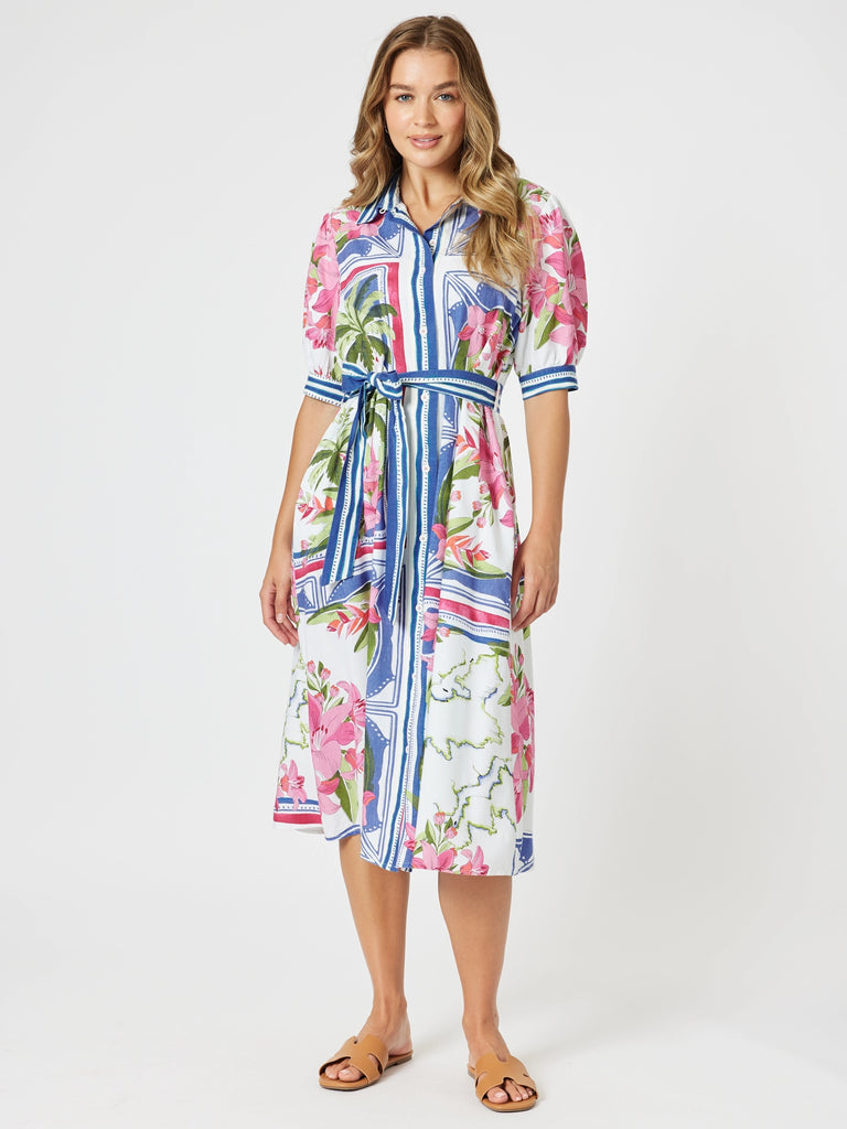 Monaco Midi Dress - Sardinia Blue Multi