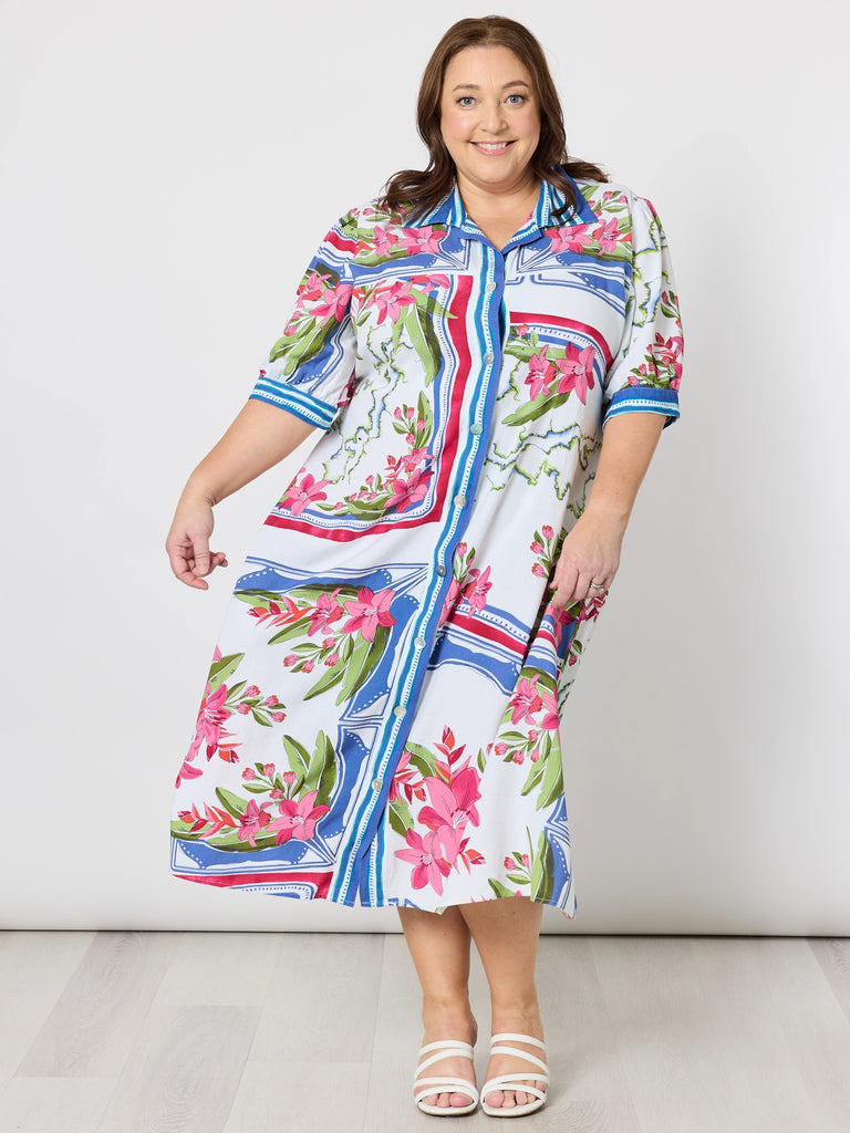 Monaco Midi Dress - Sardinia Blue Multi