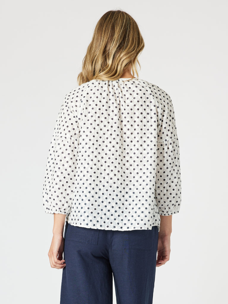 Get Dotty Embroidered Top - Navy/White rc&co