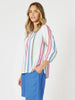 Havana Stripe Print Top - Basil Multi