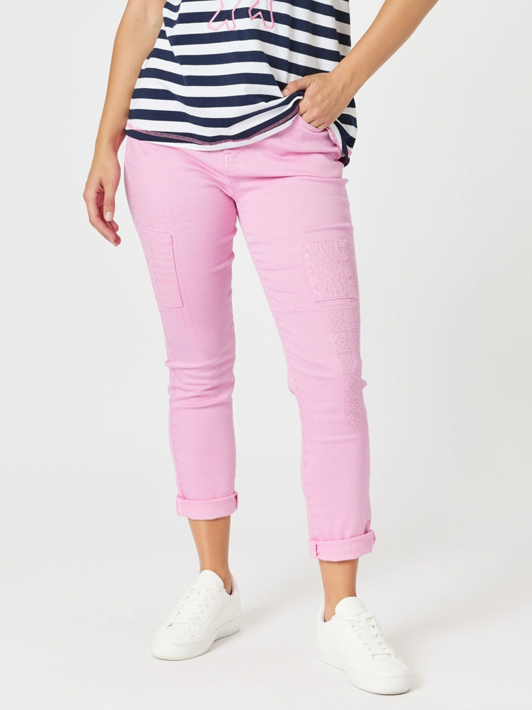The Embroidered Patch Jean - Flamingo r&co