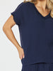 Hayley Byron V Neck Top - Navy RC&CO