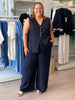 Lino Wide Leg Pant - Navy