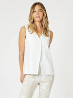 Lino Long Vest - White