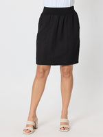 Lino Stitch Hem Detail Skirt - Black