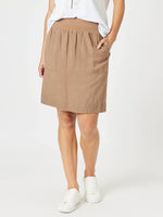 Lino Stitch Hem Detail  Skirt - Nutmeg