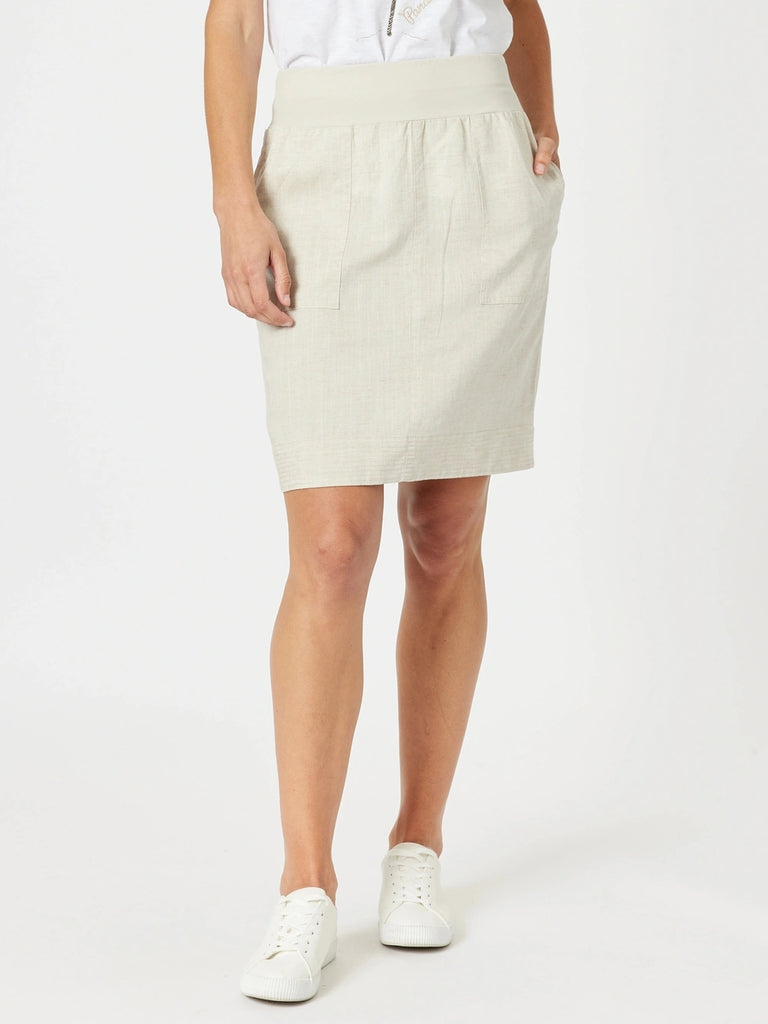 Stitch Hem Detail Skirt - Natural RC&CO