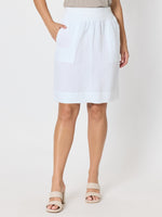 Lino Stitch Hem Detail Skirt - White