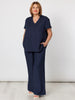 Beau Lino V Neck Top - Navy