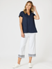 Beau Lino V Neck Top - Navy RC&CO