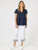 Scallop Hem Pant - White/Navy RC&CO