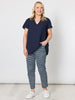 Alexis Gingham Print Pant - Navy
