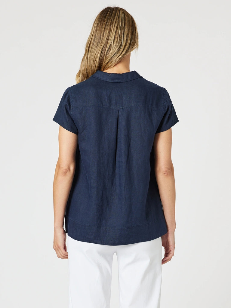 Beau Lino V Neck Top - Navy RC&CO